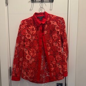 French Connection Red Lace Women's Top
